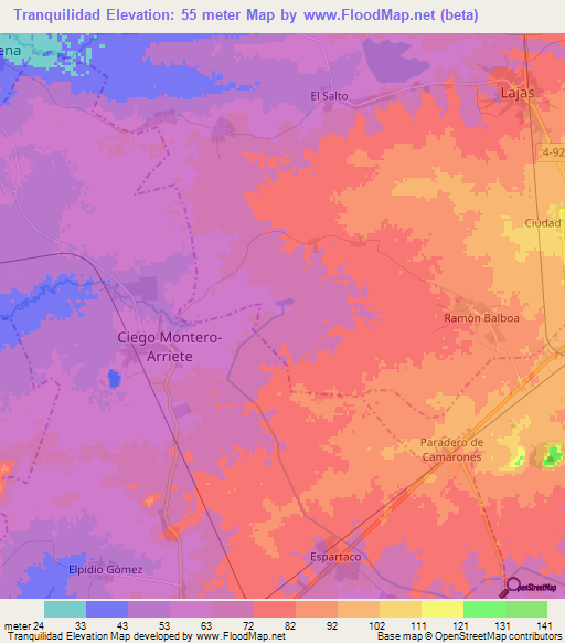 Tranquilidad,Cuba Elevation Map