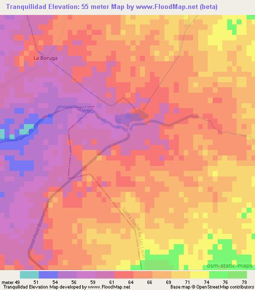 Tranquilidad,Cuba Elevation Map
