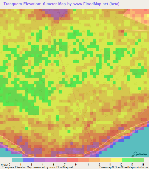 Tranquera,Cuba Elevation Map