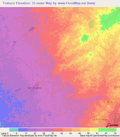 Trabuco,Cuba Elevation Map