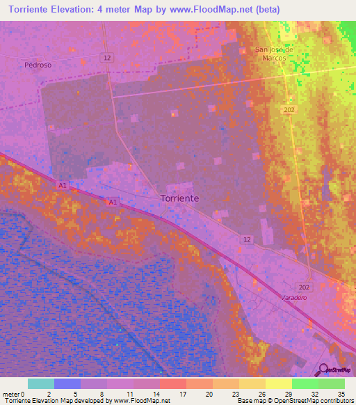 Torriente,Cuba Elevation Map