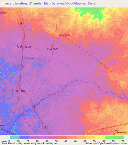 Torre,Cuba Elevation Map