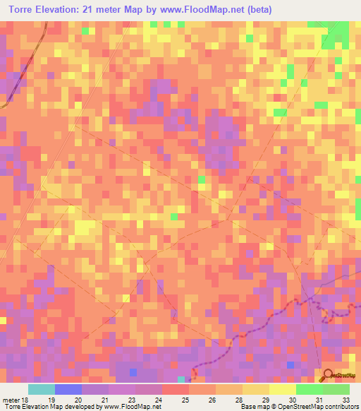Torre,Cuba Elevation Map