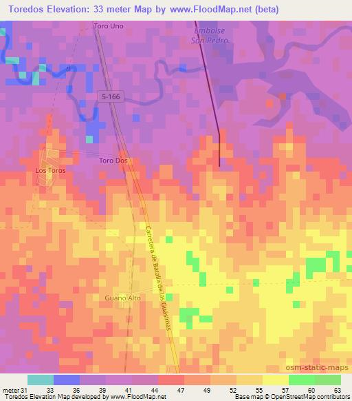 Toredos,Cuba Elevation Map