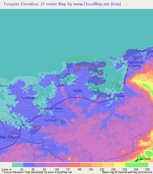 Tonquin,Cuba Elevation Map