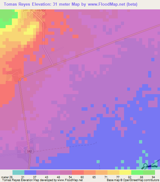 Tomas Reyes,Cuba Elevation Map