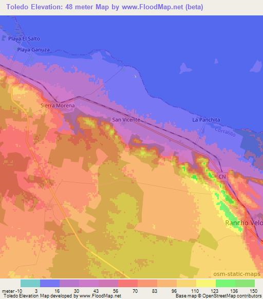 Toledo,Cuba Elevation Map