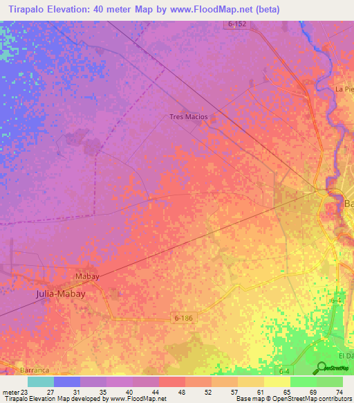 Tirapalo,Cuba Elevation Map