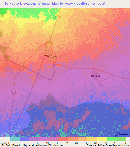 Tio Pedro,Cuba Elevation Map