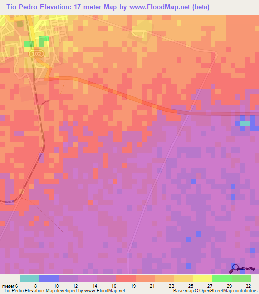 Tio Pedro,Cuba Elevation Map