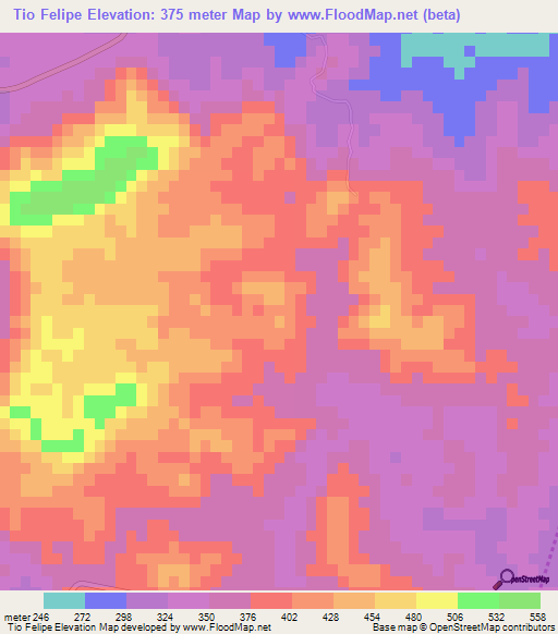 Tio Felipe,Cuba Elevation Map