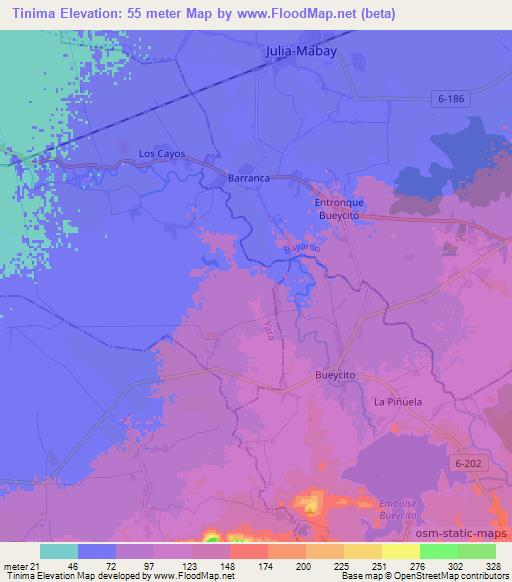 Tinima,Cuba Elevation Map