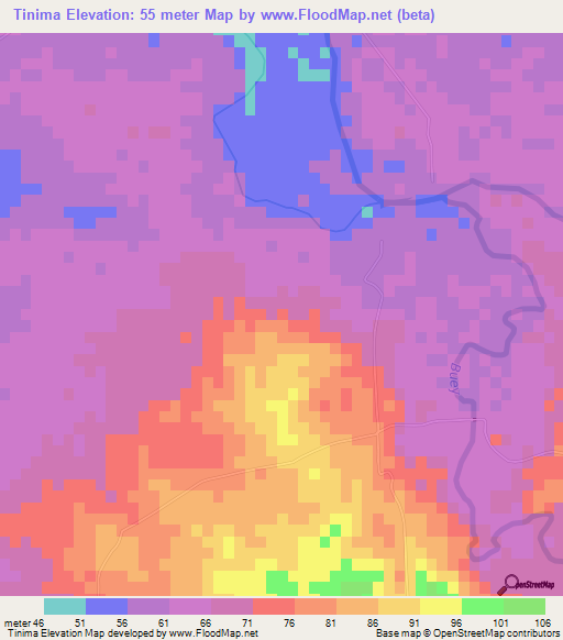 Tinima,Cuba Elevation Map