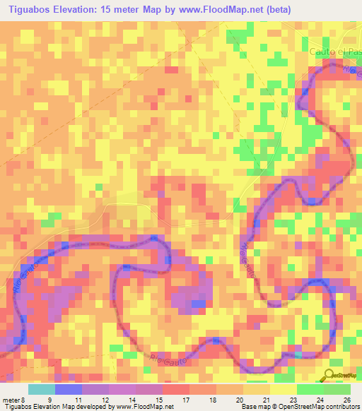 Tiguabos,Cuba Elevation Map