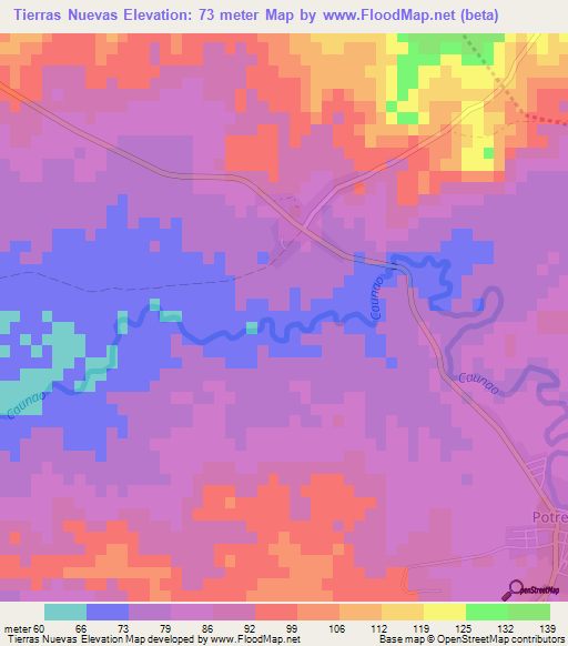 Tierras Nuevas,Cuba Elevation Map