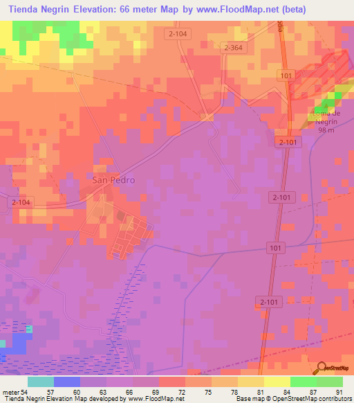 Tienda Negrin,Cuba Elevation Map