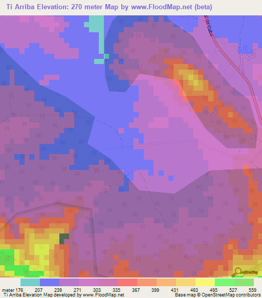 Ti Arriba,Cuba Elevation Map