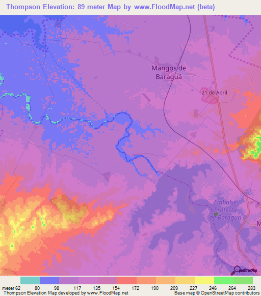Thompson,Cuba Elevation Map