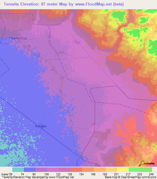 Teresita,Cuba Elevation Map