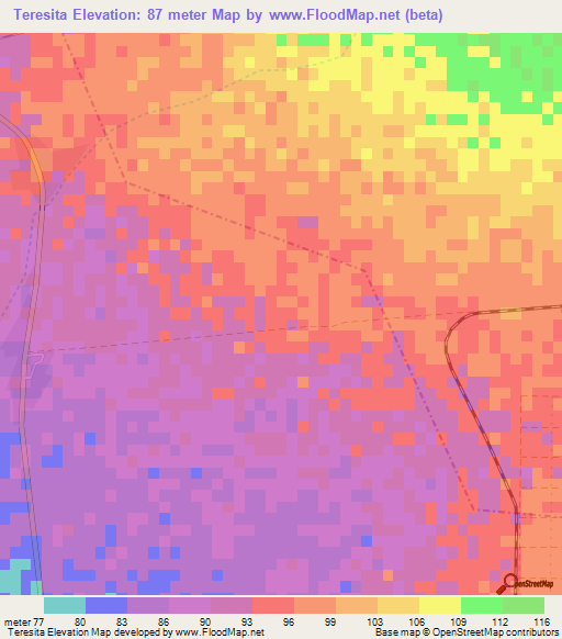 Teresita,Cuba Elevation Map