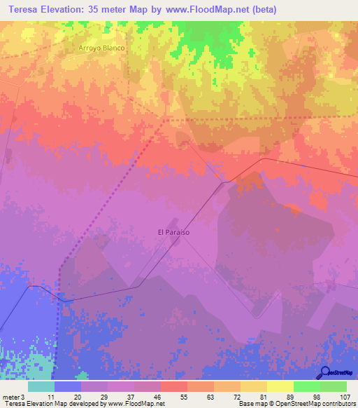 Teresa,Cuba Elevation Map