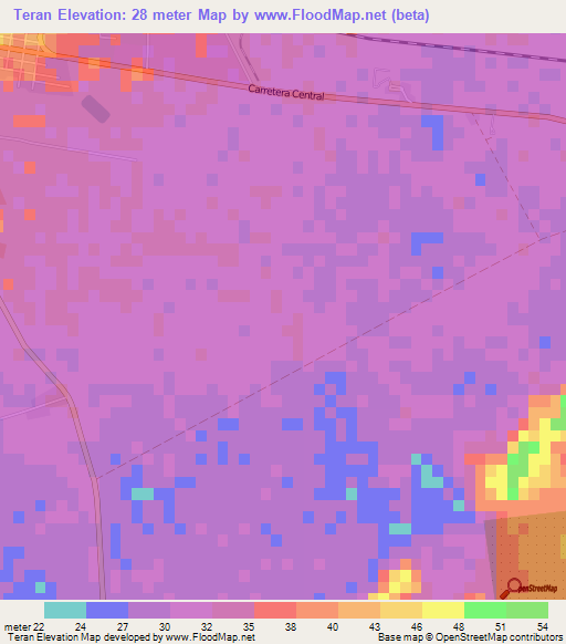 Teran,Cuba Elevation Map