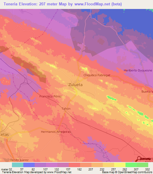 Teneria,Cuba Elevation Map
