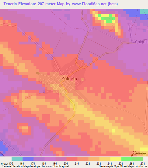 Teneria,Cuba Elevation Map