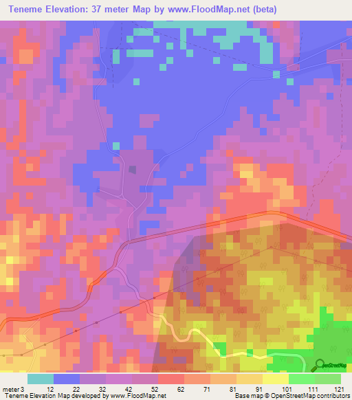 Teneme,Cuba Elevation Map