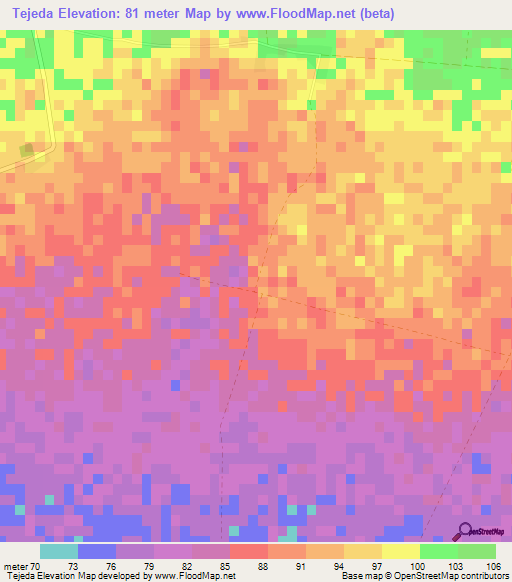 Tejeda,Cuba Elevation Map