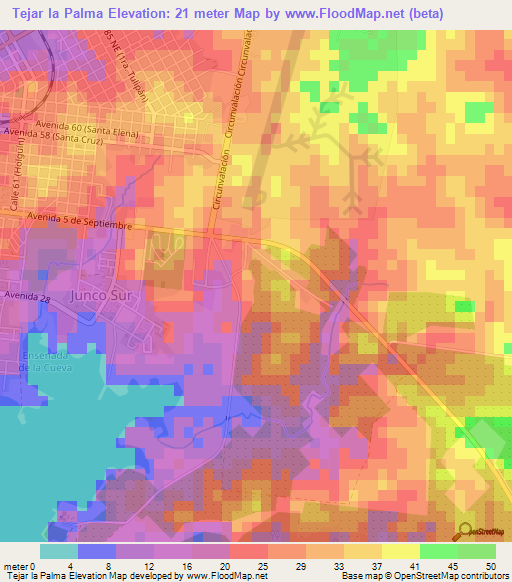 Tejar la Palma,Cuba Elevation Map