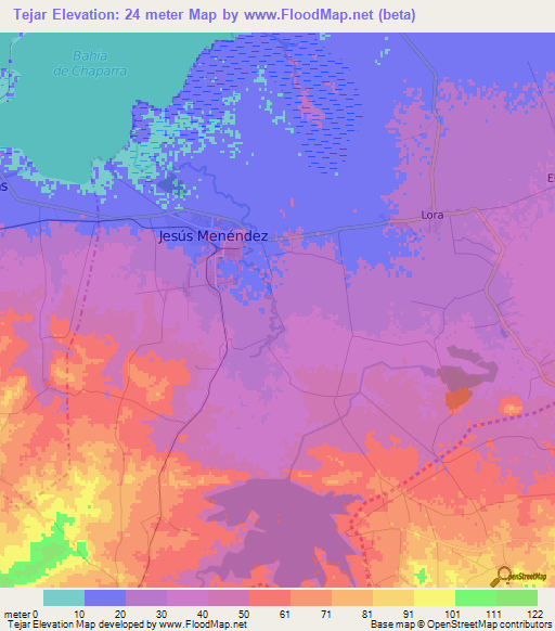 Tejar,Cuba Elevation Map