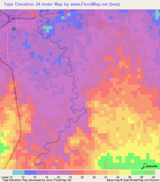 Tejar,Cuba Elevation Map