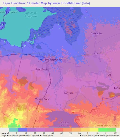 Tejar,Cuba Elevation Map