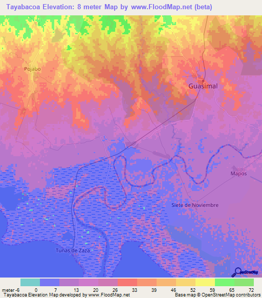 Tayabacoa,Cuba Elevation Map