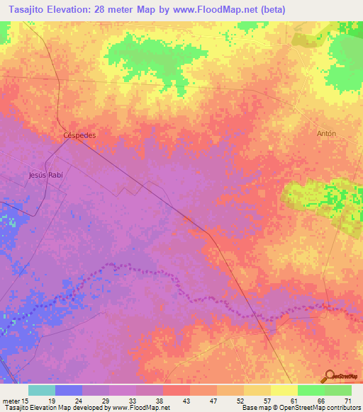 Tasajito,Cuba Elevation Map