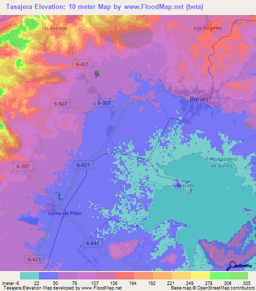 Tasajera,Cuba Elevation Map