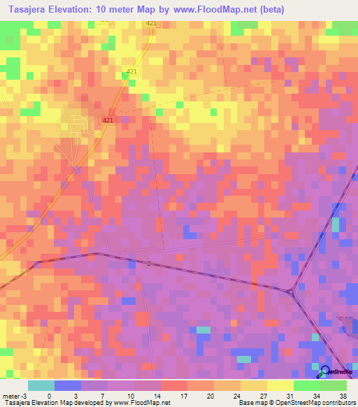 Tasajera,Cuba Elevation Map