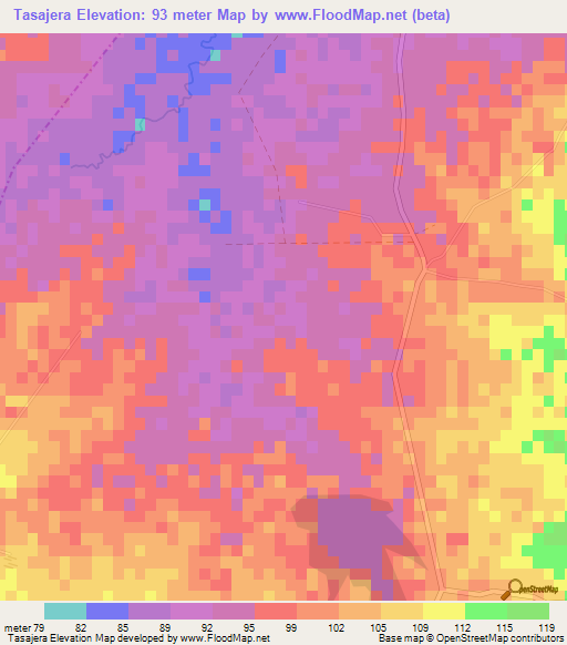 Tasajera,Cuba Elevation Map