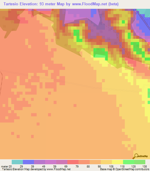 Tartesio,Cuba Elevation Map