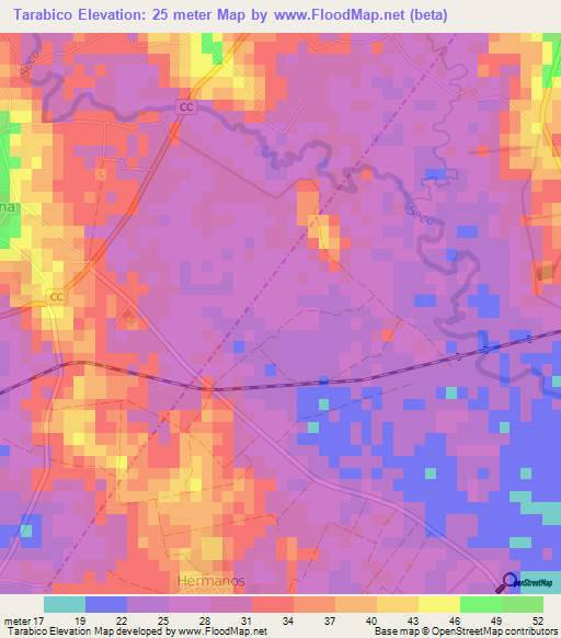 Tarabico,Cuba Elevation Map
