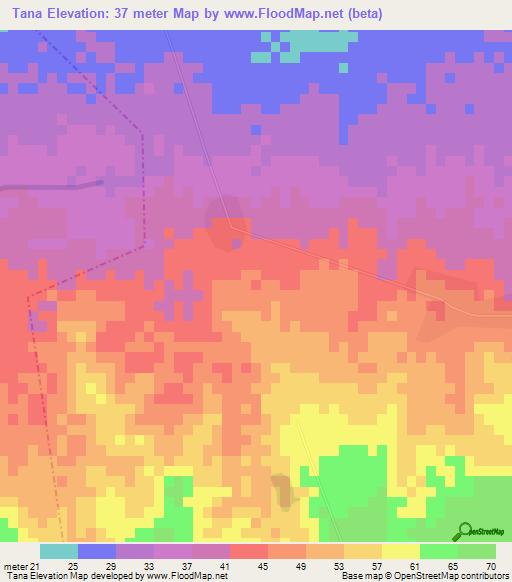 Tana,Cuba Elevation Map