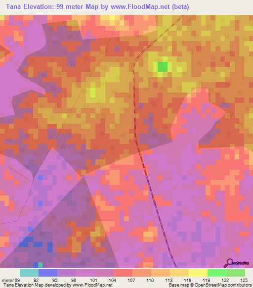 Tana,Cuba Elevation Map