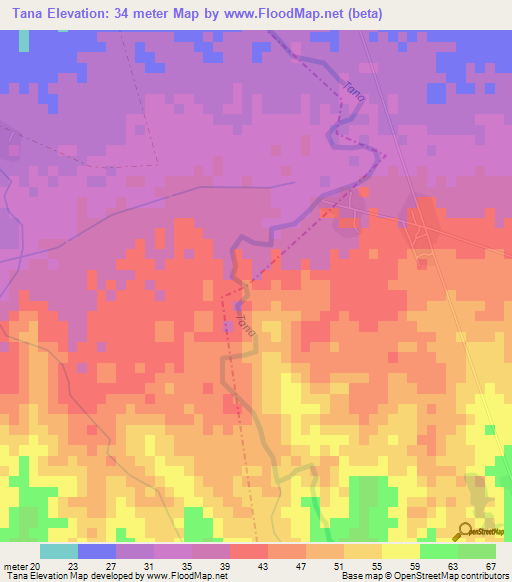 Tana,Cuba Elevation Map