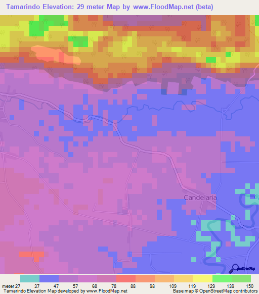 Tamarindo,Cuba Elevation Map