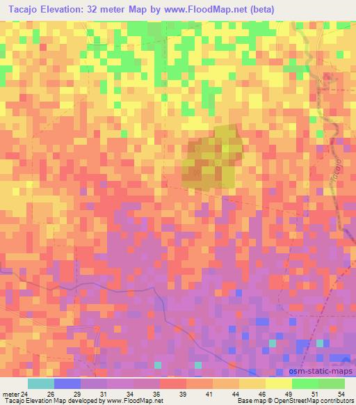 Tacajo,Cuba Elevation Map