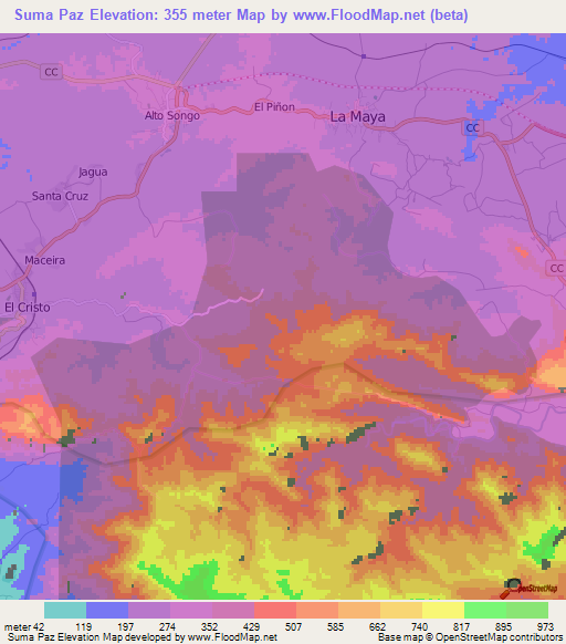 Suma Paz,Cuba Elevation Map