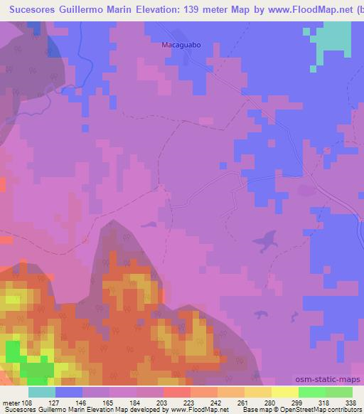 Sucesores Guillermo Marin,Cuba Elevation Map
