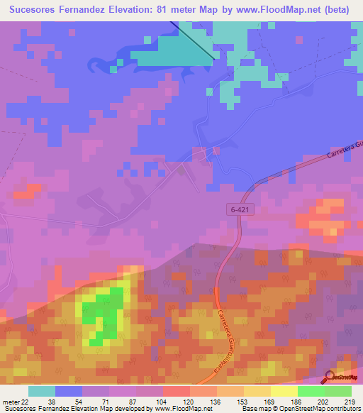 Sucesores Fernandez,Cuba Elevation Map