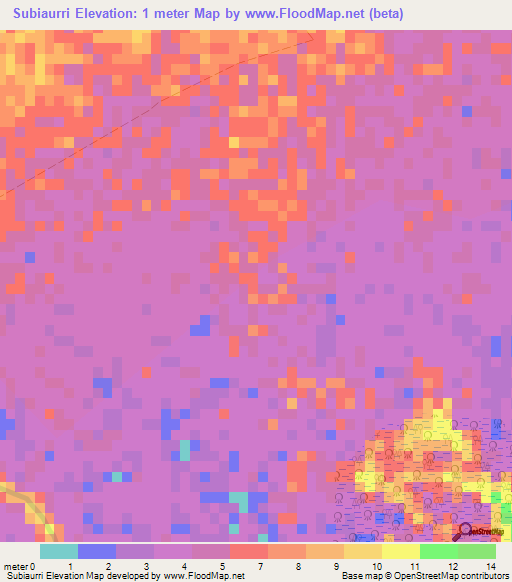 Subiaurri,Cuba Elevation Map